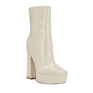 Guess Women's Byra Platform Block Heel Booties Ivory Size 7 1/2